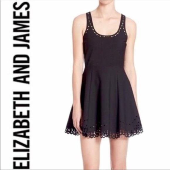 Elizabeth and James Dresses & Skirts - Elizabeth & James Kenton Laser Cut A Line Flare Black Party Dress Size 2